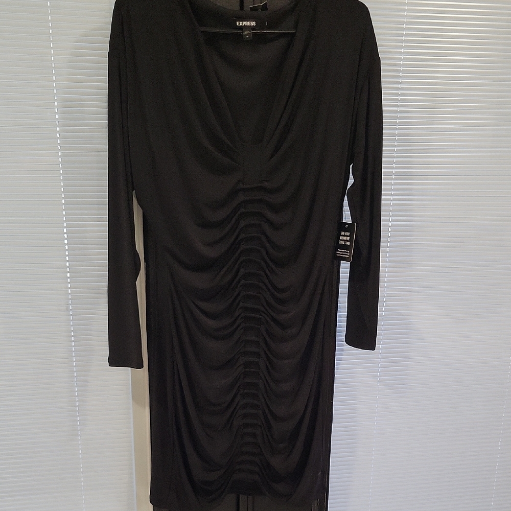 Express Elegant Black Long Sleeve Dress